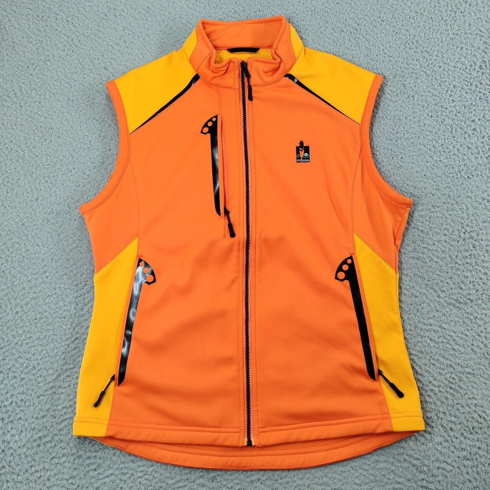 Glen Echo Vest Jacket Womens Large Orange Colorblock Softshell Golf